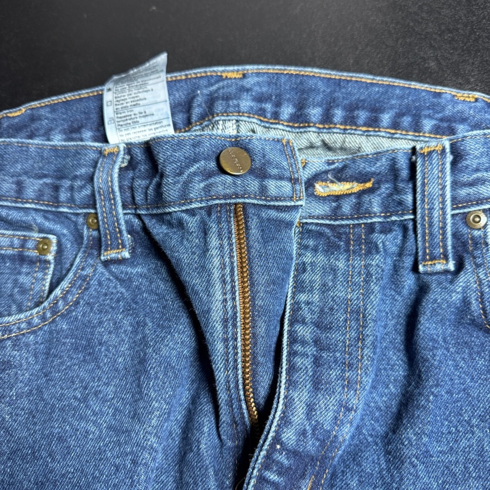 Carhartt Jeans Mens 36x30 Blue Solid Relaxed Fit B480-DVB Denim Work Pants - Picture 4 of 4